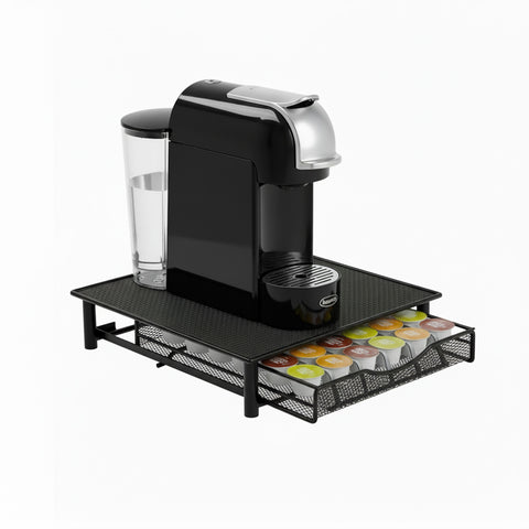 Kaffeekapselhalter für 36 Kapseln mit ausziehbarer Metallschublade und rutschfester Unterseite