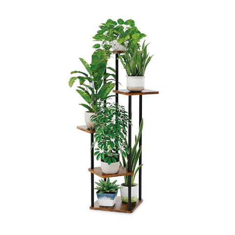 Blumentopfständer mit 5 Ebenen aus Stahl und MDF, Pflanzenregal 106 cm