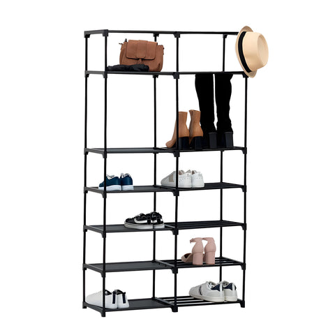 Modulares Regal mit 14 Ablagen – stabile Metall- und Vliesstoffkonstruktion, platzsparend