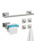 avilia home set 5 accessori bagno adesivi grigio in acciaio inox portata 25kg completo di porta rotolo e ganci per asciugamani ean 8052879012020