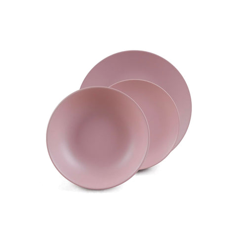 Tafelservice, 18-teilig, aus mattem rosa Porzellan