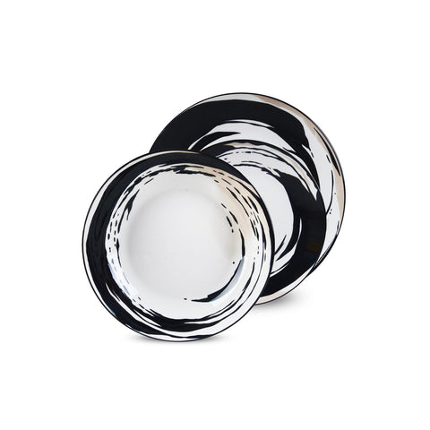 Elegantes Geschirrset Vulcania 18-teilig Schwarz/Weiß für stilvolle Abendessen