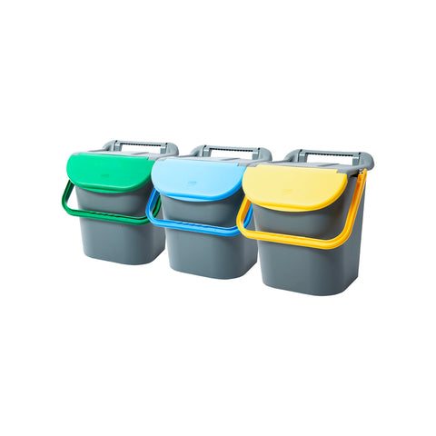 Set 3 stapelbare Mülleimer für die Mülltrennung 30l