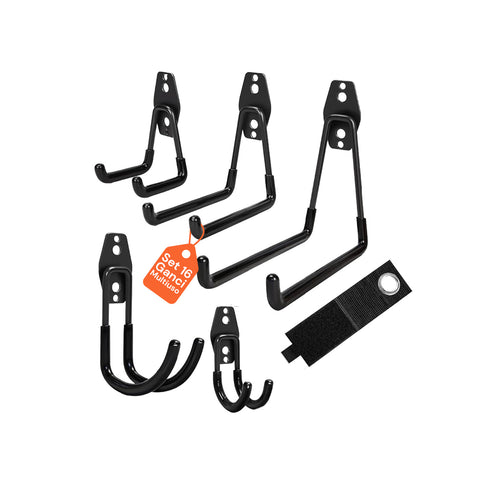 Kit 16 Ganci da Muro per Officina o Garage – Diverse Misure e Usi