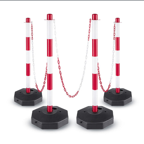 Signalpfosten mit Kette 2 Meter Set 4 gut sichtbare Säulen