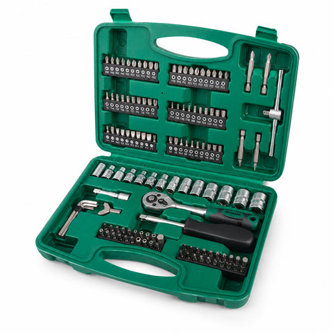 daimann set attrezzi da lavoro 130 pezzi in acciaio cromo vanadio con cricchetto inserti e bussole ean 8056590070413