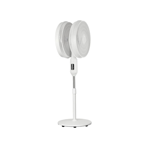 Ventilatore a piantana doppia esposizione con 12 velocità, timer e telecomando 40W bianco, altezza regolabile 132cm