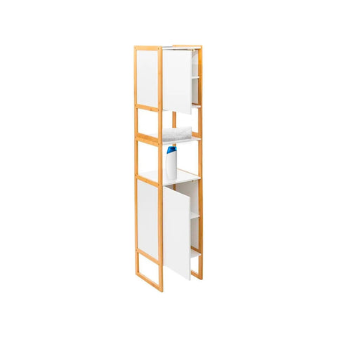 Badezimmerschrank, Hochschrank, 2 Türen, 33x33x170cm, Weiß