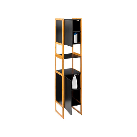 Bad Hochschrank 2 Türen 33x33x170cm Schwarz