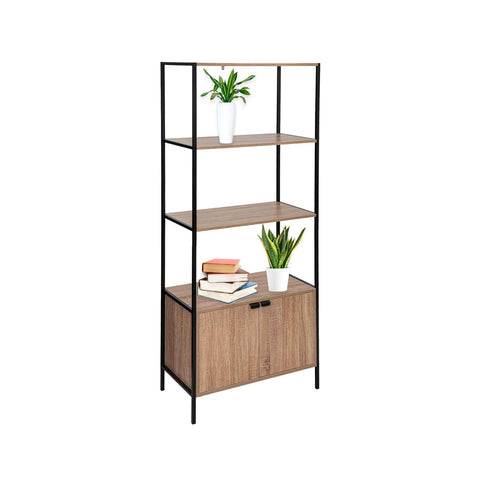 immagine-1-five-simply-smart-libreria-scaffale-2-ripiani-con-mobile-basso-68x35x176cm-nero-ean-3560232580437