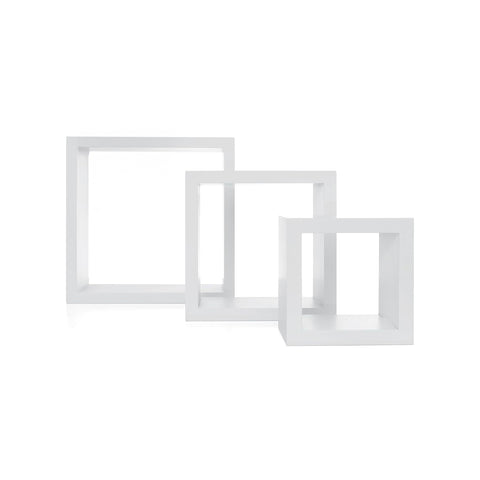 Wandregal-Set „Cube“ – 3 Regale in drei Größen aus weißem MDF