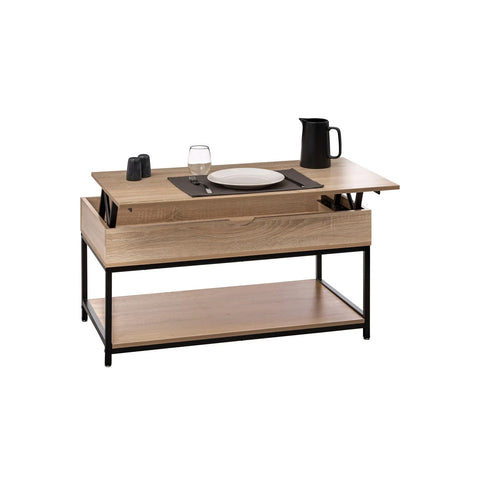 Wohnzimmertisch mit Hebefunktion aus Holz und Metall 95x51cm