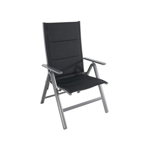 Klappstuhl aus schwarzem Aluminium mit verstellbarer Rückenlehne für Outdoor und Picknick