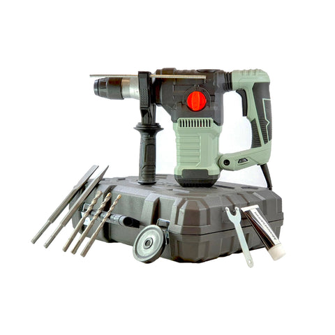 Bohrhammer 4 Funktionen mit Koffer und 10 Zubehörteilen 1500W