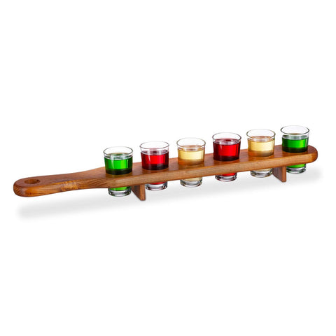 Schnapsglas-Halter aus Holz mit 6 Schnapsgläsern à 40 ml – 45 cm
