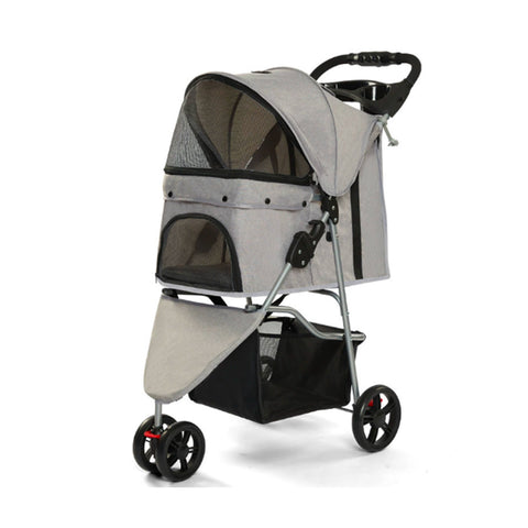 puppy lovers passeggino per cani e gatti pieghevole grigio cabina trasparente con visione a 360 carrello per animali domestici in acciaio e oxford con portabicchieri e cestello portata 15kg ean 8054806950276