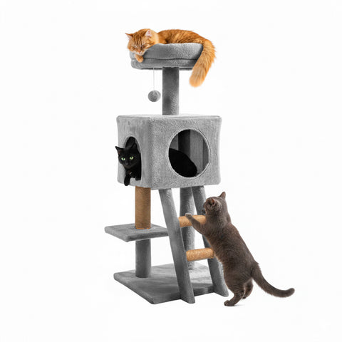 Katzenkratzbaum 92 cm mit Höhle, Leiter und Spielzeug