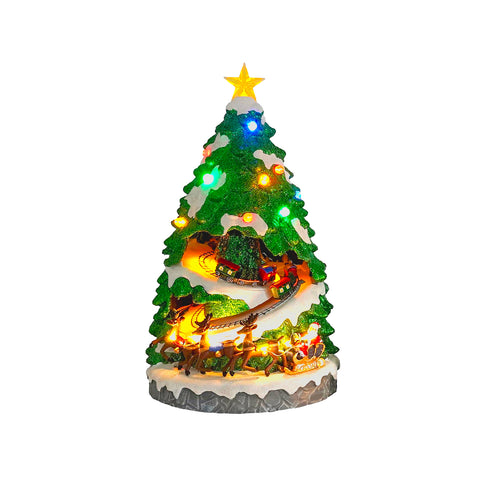 Animiertes Miniatur-Weihnachtsbaumdorf mit LED-Beleuchtung und Weihnachtsmusik