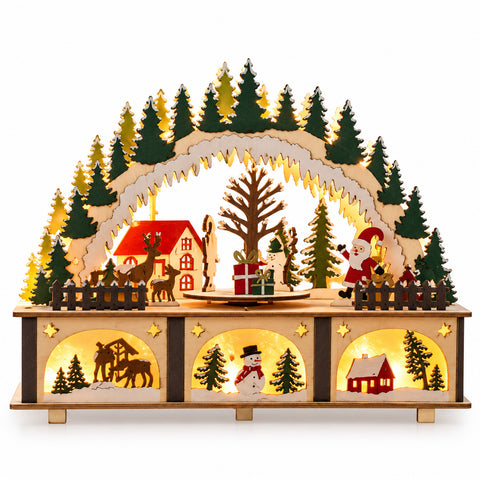 saint joy arco natalizio in legno con led villaggio con parte rotante 27 cm ean 8056819081374