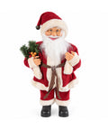Saint Joy dekorativer Weihnachtsmann, 60 cm, mit Kiefernzweig und Weihnachtsschmuck, detailreiche Weihnachtsstatue in 4 Varianten: Rot, Eskimo, Weiß und Grau, EAN 8056819080575