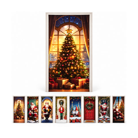 Weihnachtlicher Türbehang, dekorativer Türstoff 90x220 cm, 8 Designs, Weihnachtsdekoration mit Digitaldruck