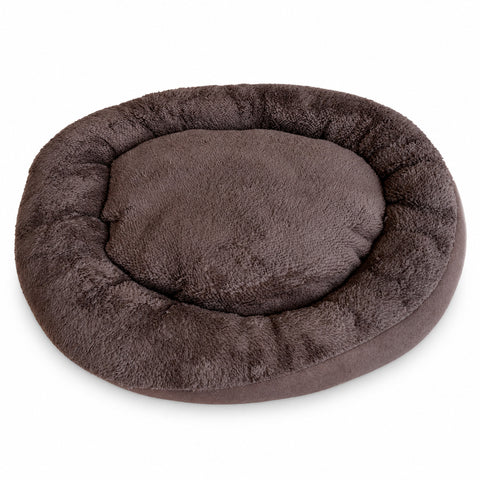 Weiches Hundebett und Katzenbett 60x60 cm in 3 Farben, gepolstertes Bett mit erhöhtem Rand, Polyester-Plüsch