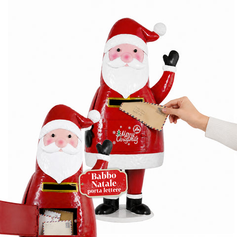 saint joy dear santa statua babbo natale porta lettere in metallo sportello ad apertura manuale altezza 545 cm dimensioni 28x19x545 cm ean 8050043127785