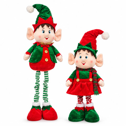 Ausziehbarer Weihnachtself, dekorativer Schmuck, verschiedene Farben, maximale Höhe 120 cm, Teleskopbeine, beschwerte Füße, Polyester