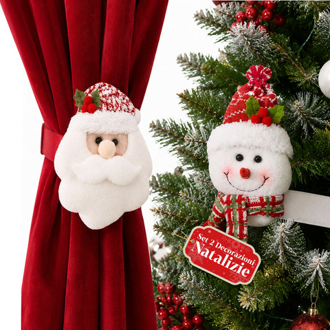 Weihnachts-Fensterbilder-Set 2 Weihnachtsmann und Schneemann 16x30 cm