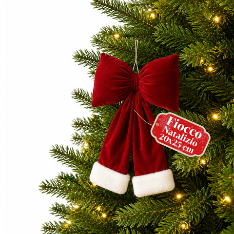 saint joy fiocco albero di natale in velluto rosso con doppia coda 2 misure ean 8050043128515