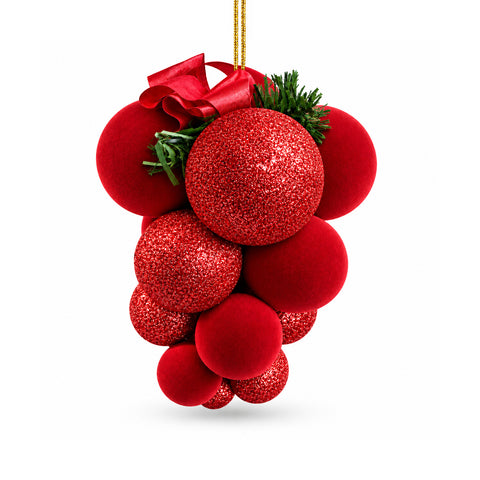 saint joy grappolo palline natale da appendere con 17 palline da 4 a 7 cm fiocco e gancio in filo in rosso oro o argento ean 8056819082258