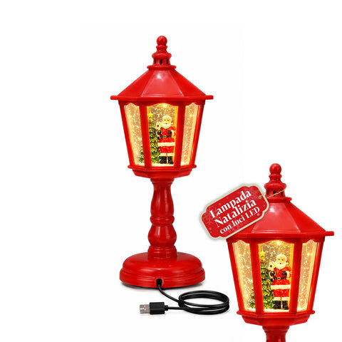 Weihnachtslampe mit Schnee, LED-Lichtern und Musik, USB, 2 Farben