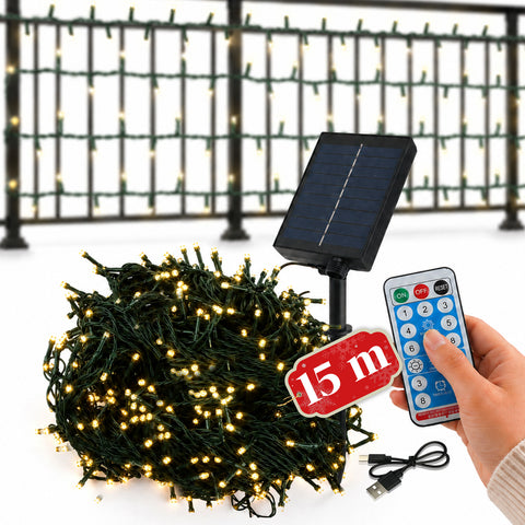 Solarbetriebene Weihnachtslichter für den Außenbereich mit Fernbedienung, 4 Längen