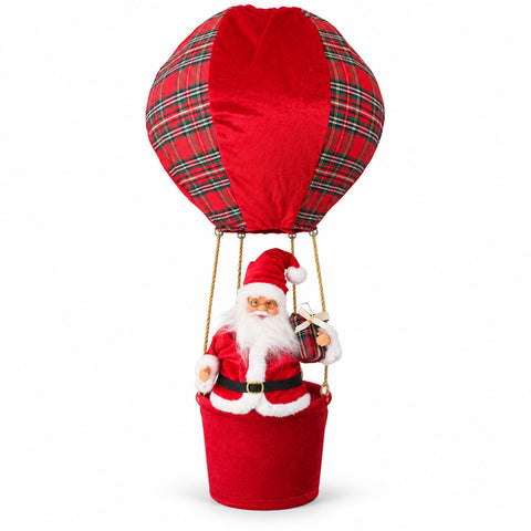 Weihnachts-Heißluftballon mit Weihnachtsmann oder Wichtel, LED 92 cm