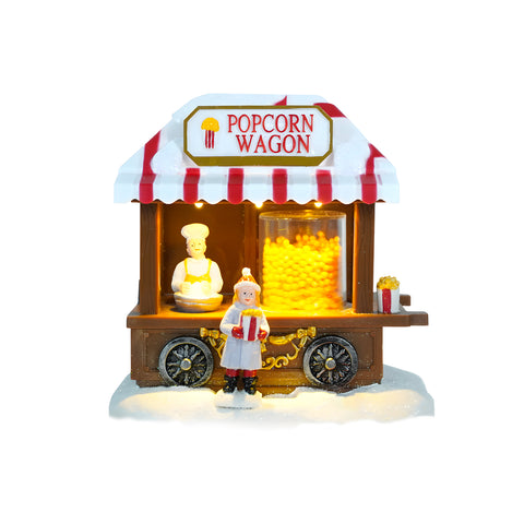 Animierter Weihnachts-Popcorn-Stand mit LED-Beleuchtung