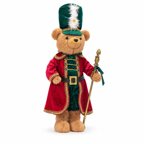saint joy orso soldatino natalizio decorazione natalizia 2 colori altezza 60 cm poliestere con cappello mantello e bastone ean 8056819081039
