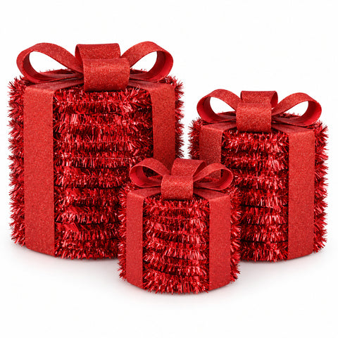 saint joy pacchi regalo luminosi rossi set da 3 con 60 micro led ean 8056819081527
