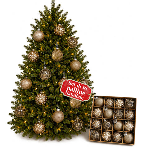Weihnachtskugeln, 16-teiliges Set, sortiert, 6 cm, Gold oder Silber