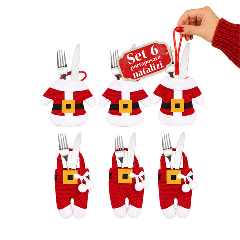saint joy portaposate natalizi babbo natale set 6 pezzi in tnt e poliestere ean 8050043128065