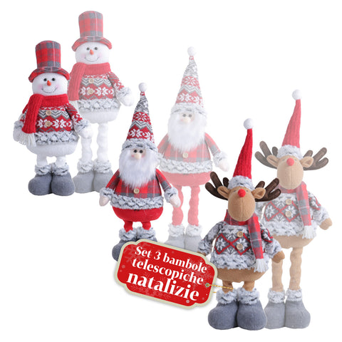 Weihnachtswichtel-Set, 3-teilig, mit verstellbaren Beinen, schottisches oder englisches Motiv