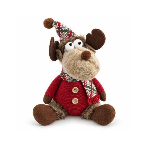 Dekorativer Weihnachts-Rentier aus Polyester – Weihnachtsschmuck mit sandierter Basis, niedliches Design, 4 Stilvarianten, 2 Größen: 35 und 50 cm