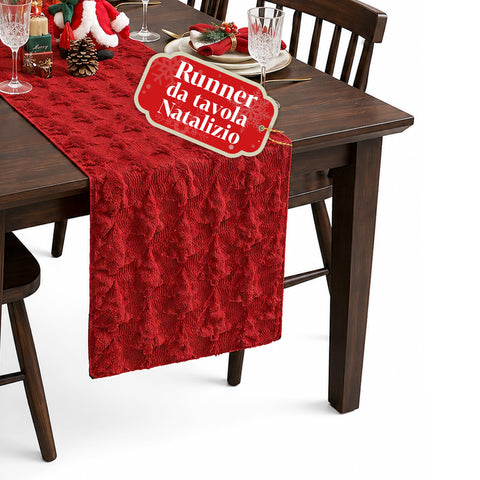 saint joy runner natalizio 33x180 cm con alberi in rilievo rosso o verde ean 8050043128317