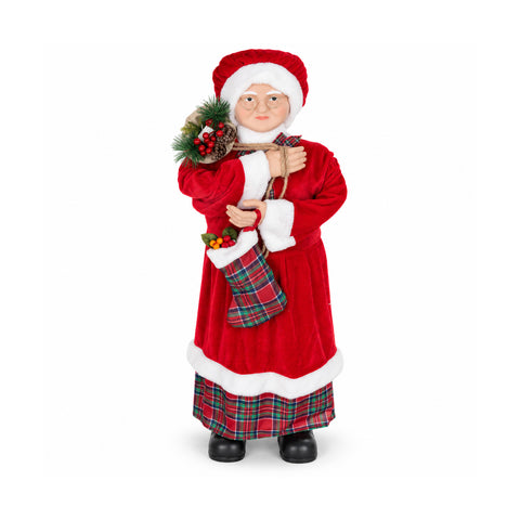 Weihnachtsfigur Weihnachtsmann und Weihnachtsfrau h110cm, Dekoration für Zuhause, Geschäfte und Schaufenster, 2 auswählbare Varianten mit Tannenzweigen und Tannenzapfen