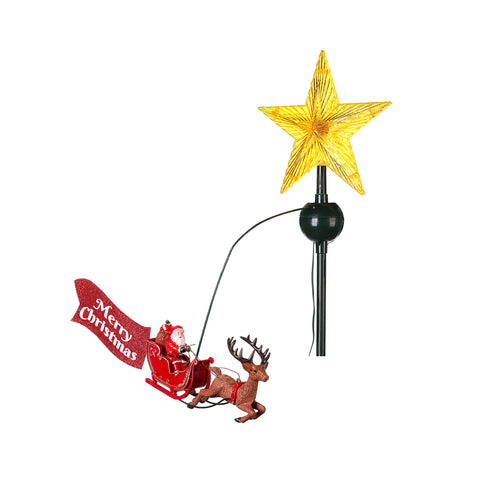 Weihnachtsbaumspitze Topper mit Stern und rotierendem Schlitten