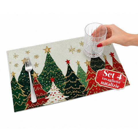 Weihnachtliche Tischsets, 4-teiliges Set, 30x45 cm, 2 Designs