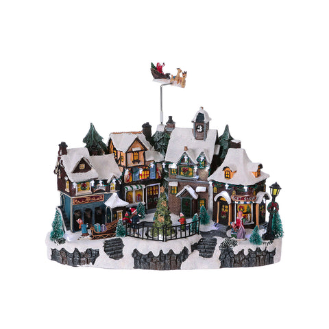 Weihnachtsdorf mit Bewegung, LED-Lichtern und Musik-Spieluhr-Weihnachtsmelodien