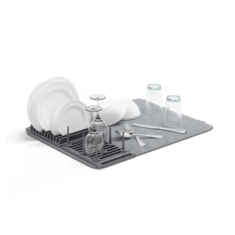 Scolapiatti Con Tappetino Assorbigoccie 47x17x9cm Grigio