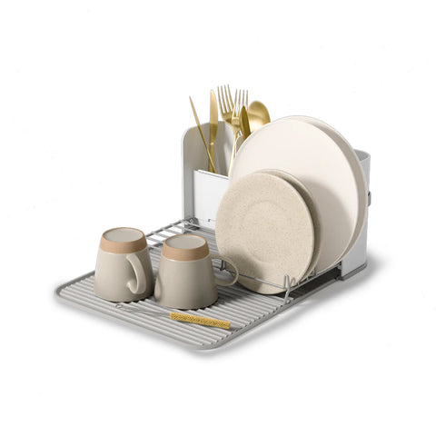 Platzsparender Geschirrabtropfer mit Gitter und faltbarer Matte