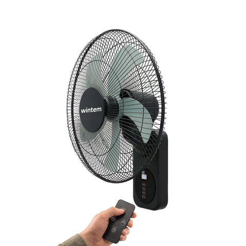 Barrow Wandventilator Schwarz 40cm 60W - 8 Geschwindigkeiten mit Fernbedienung und 9h Timer - 120° Oszillation und 30° Neigung