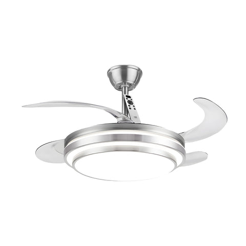 Deckenventilator mit einklappbaren Flügeln aus Eisen und ABS - 6 Geschwindigkeiten, integrierte dimmbare 72W LED in 3 Lichttönen Warm, Natur und Kalt